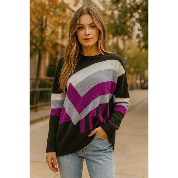 Kathryn McCarron Oversized Geometric 80s Cashmere Holiday Sweater Cozy Small - Picture 1 of 10
